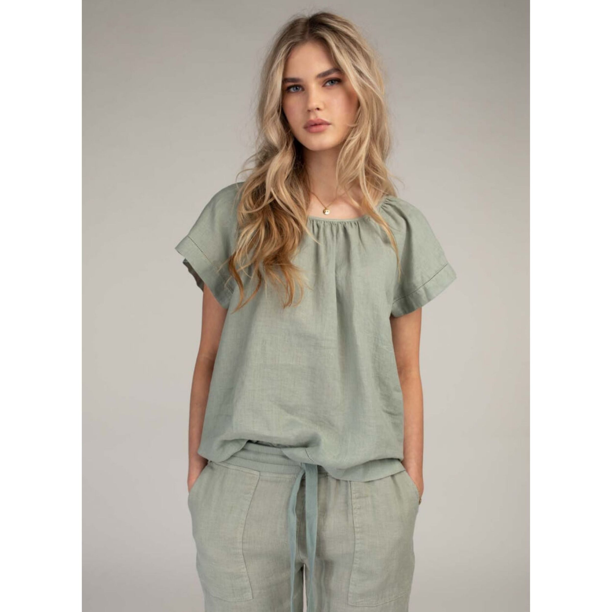 Moscow Design Bluse Teal Solid "Teresa"